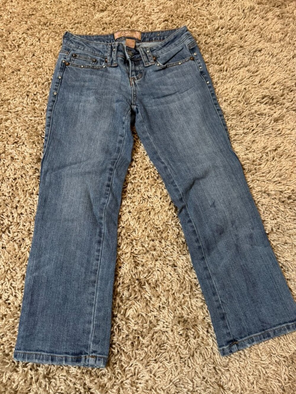 Candie's Women's Denim Jeans Size 1 Y2k Rhinestone Studded
